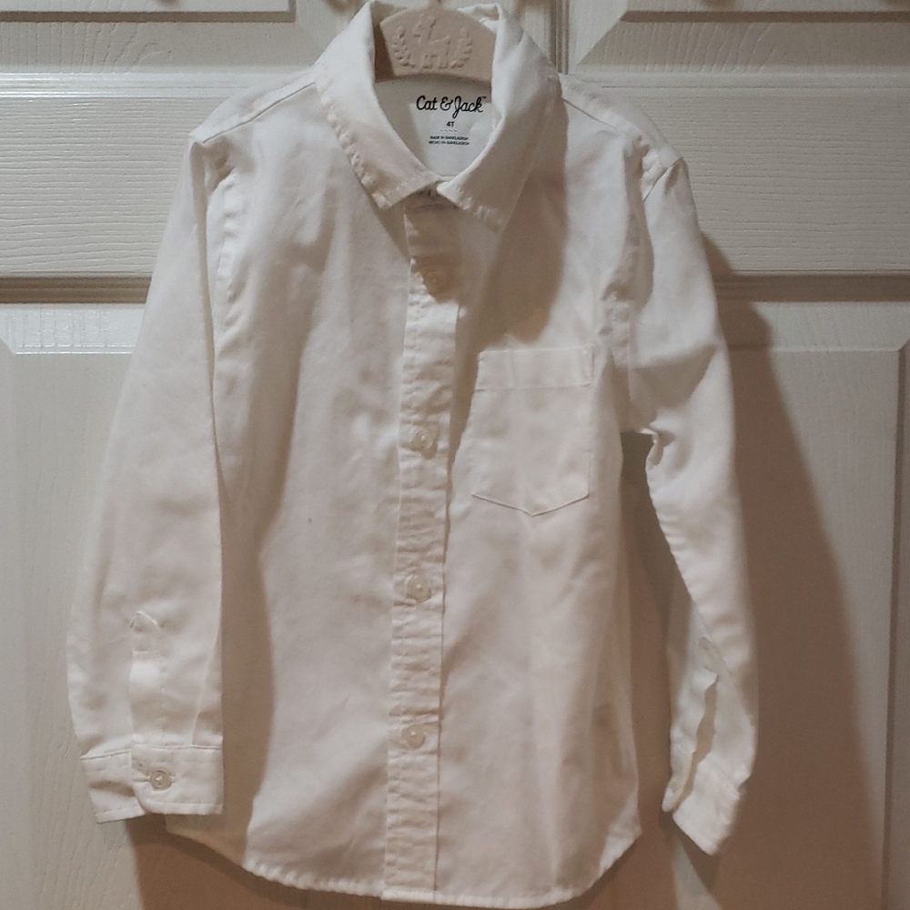 Cat & Jack Classic White Long Sleeve Button Down Shirt Size 4T